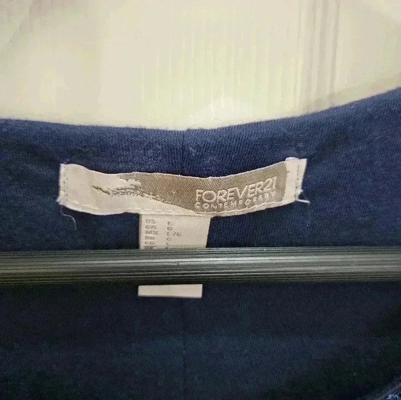 Forever 21 Navy Lace Babydoll Bodycon Sheer Mini Dress Sz Lg - Picture 3 of 5